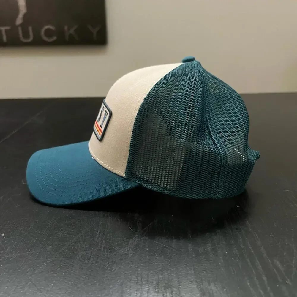 Mugsy‎ Trucker Hat Teal Cream Retro Logo Patch Snapback OSFM